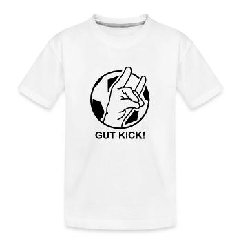 GUT KICK Fussball Kreisliga Kicken Geschenkidee - Kinder Premium Bio T-Shirt - Weiß - Vorne