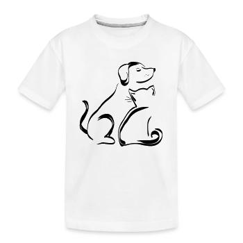Hund & Katze Umrisse Schwarz - Kinder Premium Bio T-Shirt - Weiß - Vorne