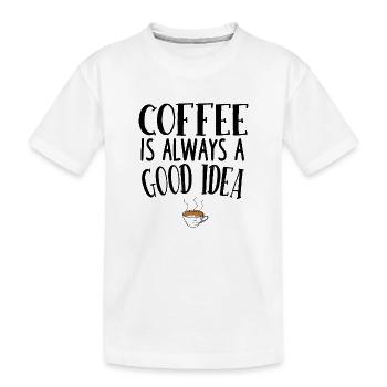 Kaffee - Kinder Premium Bio T-Shirt - Weiß - Vorne