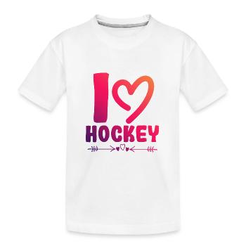 I love hockey - Kids' Premium Organic T-Shirt - white - Front