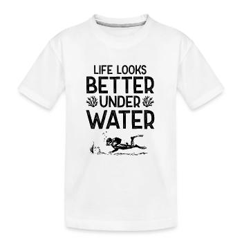 Diving underwater - Kids' Premium Organic T-Shirt - white - Front