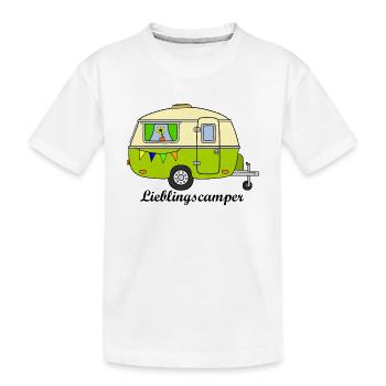 Vintage-Wohnwagen Lieblingsmensch - Kinder Premium Bio T-Shirt - Weiß - Vorne