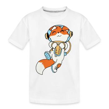 Süßer Cartoon Fuchs als Astronaut im Weltraum - Kinder Premium Bio T-Shirt - Weiß - Vorne