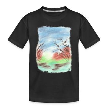 Tons bleu/vert plage/dune (craie pastel) - T-shirt bio Premium Enfant - noir - Devant