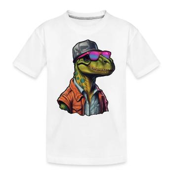 Retro Dino-Style - Kinder Premium Bio T-Shirt - Weiß - Vorne