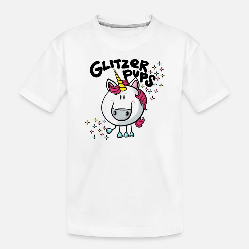 Einhorn Glitzerpups - Kinder Premium Bio T-Shirt - Weiß