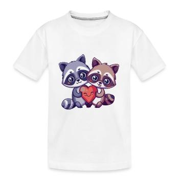 Raccoon Couple Love Couple In Love - Kids' Premium Organic T-Shirt - white - Front