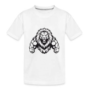 Lion Musculation Muscles Workout Gym - T-shirt bio Premium Enfant - blanc - Devant