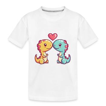Dinosaur Brontosaurus Couple Love Couple Love Couple - Kids' Premium Organic T-Shirt - white - Front