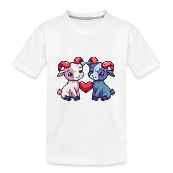 Bergziege Comic Paar Liebe - Kinder Premium Bio T-Shirt - Weiß - Vorne