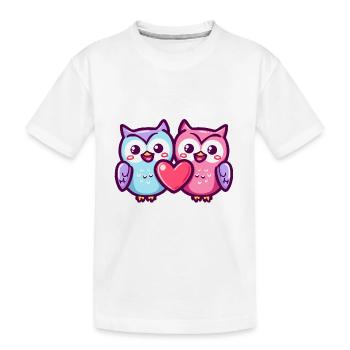 Eule Comic Paar Liebe - Kinder Premium Bio T-Shirt - Weiß - Vorne