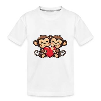 Monkey Couple Love Couple In Love - Kids' Premium Organic T-Shirt - white - Front