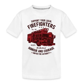 Fire Fighters Truck Honour And Courage - Kinder Premium Bio T-Shirt - Weiß - Vorne