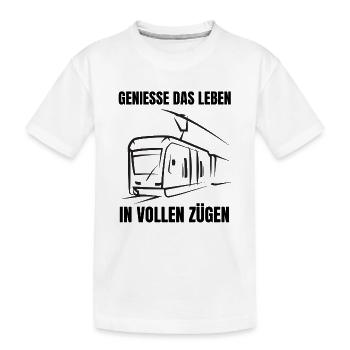 Dampflok Zugführer Spruch Zug Schaffner Lokführer - Kinder Premium Bio T-Shirt - Weiß - Vorne