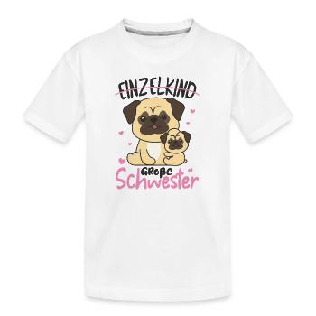 Je serai grande sœur en 2022 pour les frères et sœurs - T-shirt bio Premium Enfant - blanc - Devant