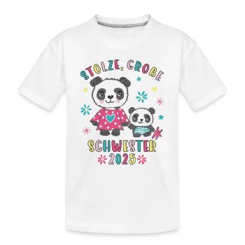Stolze, Große Schwester 2025 niedliche Pandas - Kinder Premium Bio T-Shirt - Weiß - Vorne