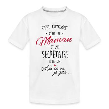 maman et Secrétaire - T-shirt bio Premium Enfant - blanc - Devant