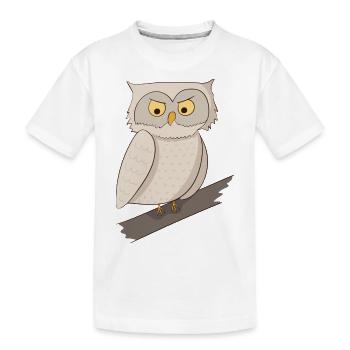 Eule Uhu Kauz - Kinder Premium Bio T-Shirt - Weiß - Vorne
