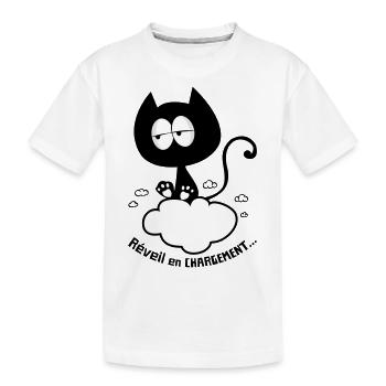Chat réveil en chargement, humour de chat ! - T-shirt bio Premium Enfant - blanc - Devant
