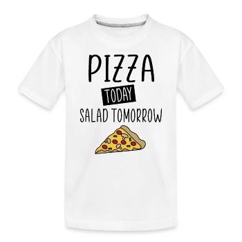 Pizza heute Salat morgen - Kinder Premium Bio T-Shirt - Weiß - Vorne