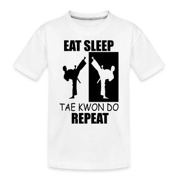Essen, schlafen, schlafen, taekwondo, wiederholen - Kinder Premium Bio T-Shirt - Weiß - Vorne