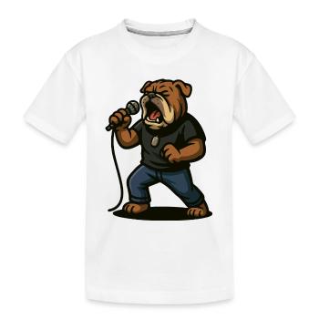 Rocksängerin Bulldogge mit Mikrofonkunst - Kinder Premium Bio T-Shirt - Weiß - Vorne