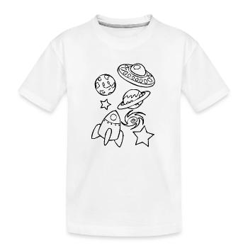 Weltraum Design - Kinder Premium Bio T-Shirt - Weiß - Vorne