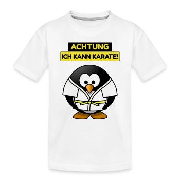 Achtung - ich kann Karate! - Kinder Premium Bio T-Shirt - Weiß - Vorne