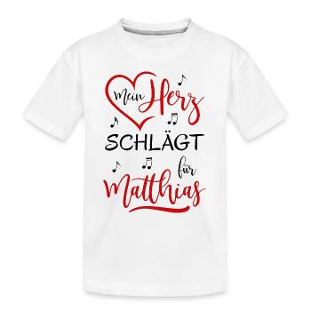 Mein Herz schlägt für Matthias - Kinder Premium Bio T-Shirt - Weiß - Vorne