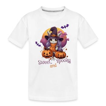 Halloween Einhorn Hexe Sweet Spooky - Kinder Premium Bio T-Shirt - Weiß - Vorne