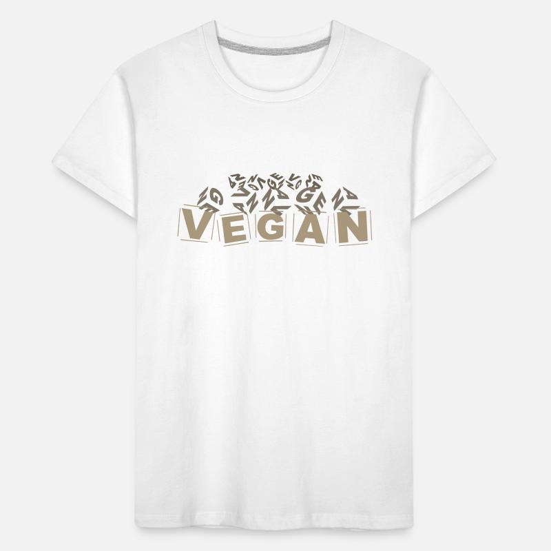 "V-E-G-A-N" Buchstabenwürfel hellbraun Kinder Premium Bio T-Shirt