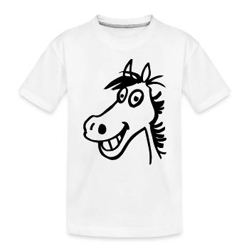 Beklopptes Pferd - Kinder Premium Bio T-Shirt - Weiß - Vorne