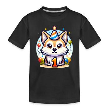 1 - Kinder Premium Bio T-Shirt - Schwarz - Vorne