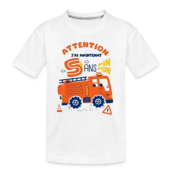 pompiers pour enfants 5 ans anniversaire - T-shirt bio Premium Enfant - blanc - Devant