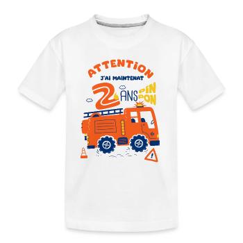 pompiers pour enfants 2 ans anniversaire - T-shirt bio Premium Enfant - blanc - Devant