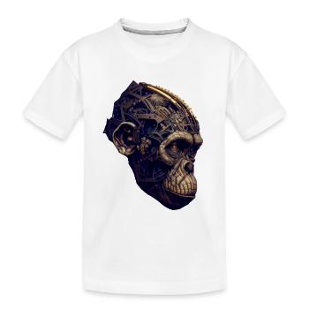 Fortschrittliche Evolution: Der Affe trifft KI - Kinder Premium Bio T-Shirt - Weiß - Vorne