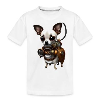 Steampunk Chihuahua - Kinder Premium Bio T-Shirt - Weiß - Vorne