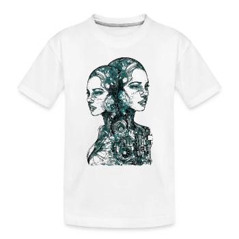 Deux cyborgs futuristes féminins - T-shirt bio Premium Enfant - blanc - Devant