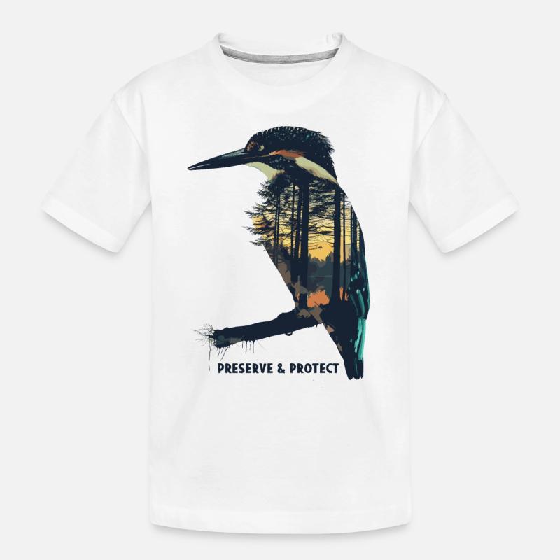 Preserve & Protect Eisvogel Vogel - Kinder Premium Bio T-Shirt - Weiß