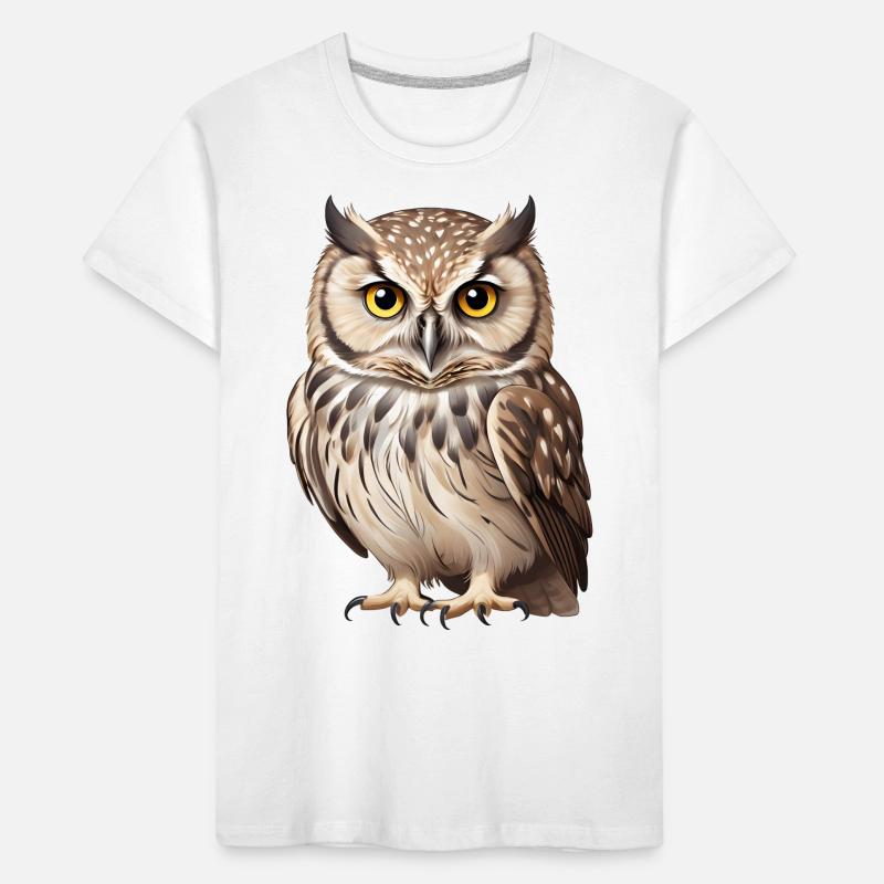 Junge braune Eule Kinder Premium Bio T-Shirt
