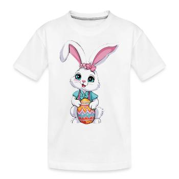 Easter bunny with Easter eggs - Kids' Premium Organic T-Shirt - white - Front