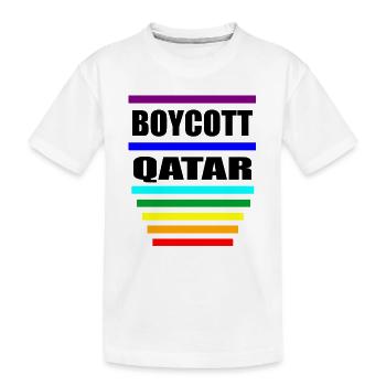 Boycott Qatar Spruch Sprüche Regenbogen - Kinder Premium Bio T-Shirt - Weiß - Vorne