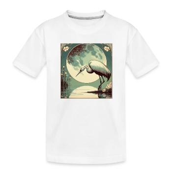 Storch am See bei Vollmond Art Deco Style - Kinder Premium Bio T-Shirt - Weiß - Vorne