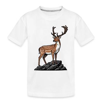 Daim Tacheté Majestueux Nature Sauvage Rocher - T-shirt bio Premium Enfant - blanc - Devant