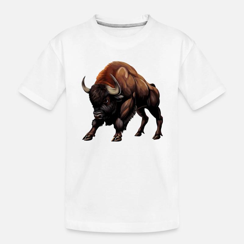 Vache, Buffle, Taureau, Bison - Conception animale - T-shirt bio Premium Enfant - blanc