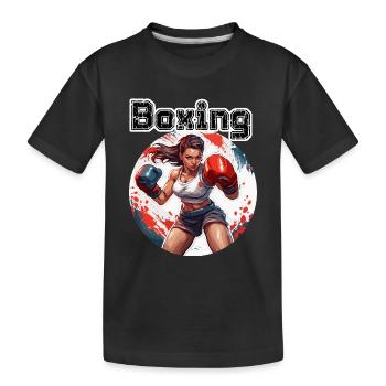 Boxerin / Sport / Kampf / Arena / Boxring / Fäuste - Kinder Premium Bio T-Shirt - Schwarz - Vorne