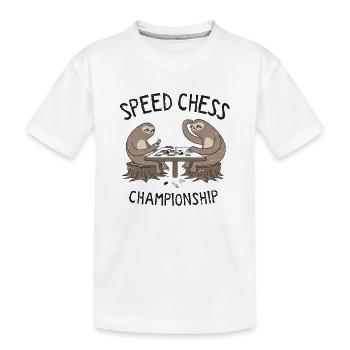 Sloths Speed Chess Championship - Kids' Premium Organic T-Shirt - white - Front