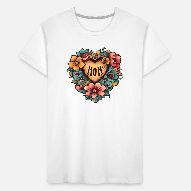 Muttertags Herz mit Blumen Kinder Premium Bio T-Shirt
