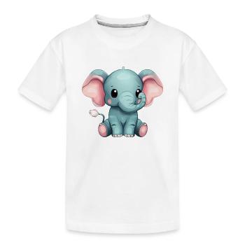 Mignon éléphant gris assis - T-shirt bio Premium Enfant - blanc - Devant