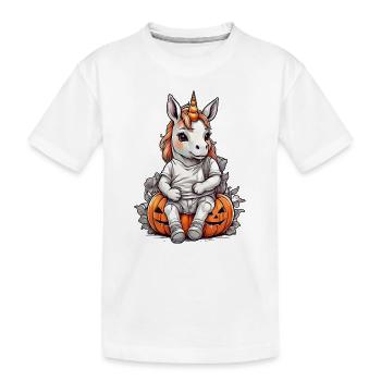 Halloween Einhorn Blankovorlage 4.0 - Kinder Premium Bio T-Shirt - Weiß - Vorne